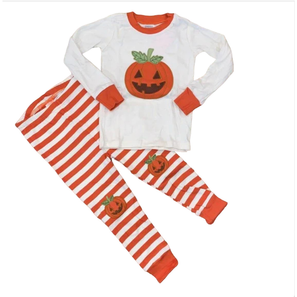 **NWT Gymboree Boys Orange & Ivory Lil' Pumpkin Cotton 2-Piece Pajamas